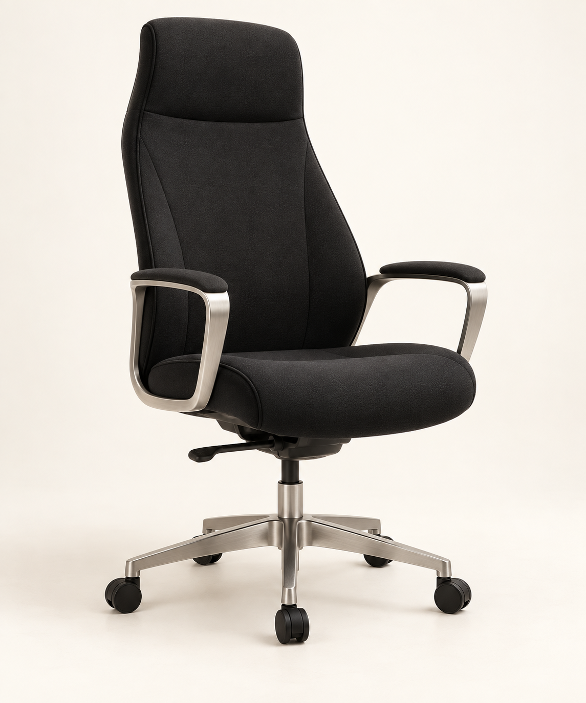 Fauteuil Atlas — Noir / Standard / Acier brossé