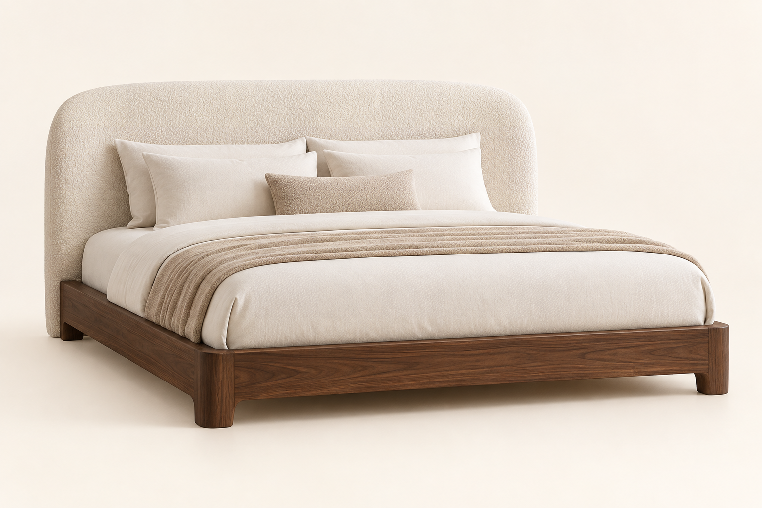 Lit Sienna — Beige / Grand / Bois massif